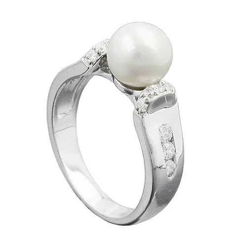 SIGO Ring 925 Silber, Zuchtperle, Zirkonia, Größe 62 - Bild 1