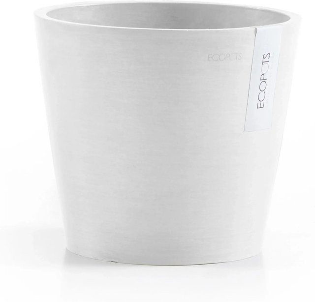 Ecopots Pflanztopf Amsterdam Weiß aus recyceltem Kunststoff in runder Form, Durchmesser: 20 cm, Höhe: 17,5 cm - Bild 1