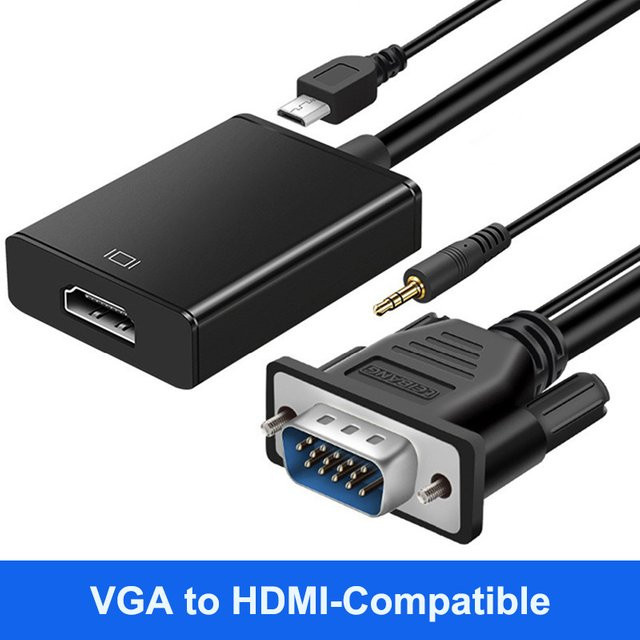 IPUMYNO VGA zu HDMI Adapter mit Audioausgang, 1080p Full HD Konverterkabel für Laptop zu HDTV und Projektor, Schwarz - Bild 1