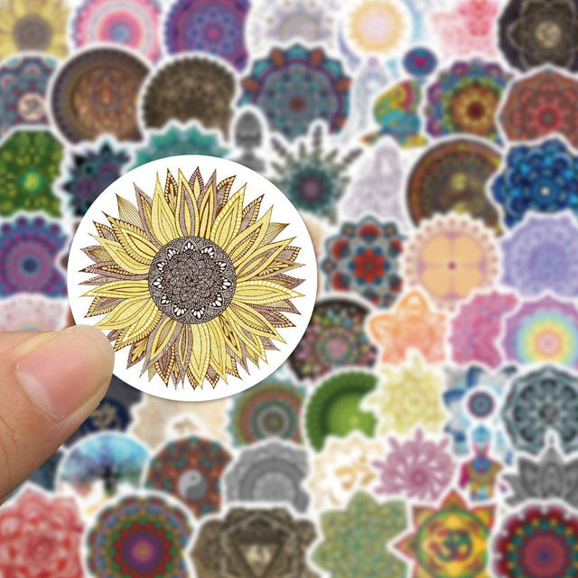 60 Stück wasserfeste Mandala-Blumen-Yoga-Aufkleber in Multicolour von AufnahmeYourLife Store - Bild 1