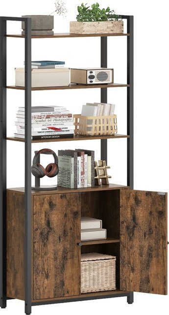 Vasagle Bücherregal in Braun-Schwarz mit minimalistischem Design, H: 159,5 cm, B: 60 cm, T: 24 cm - Bild 1