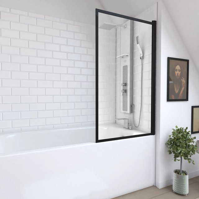 Aurlane Badewannenfaltwand Dark Edge 1-flügelig, Schwarz, B: 75 cm, H: 130 cm - Bild 1