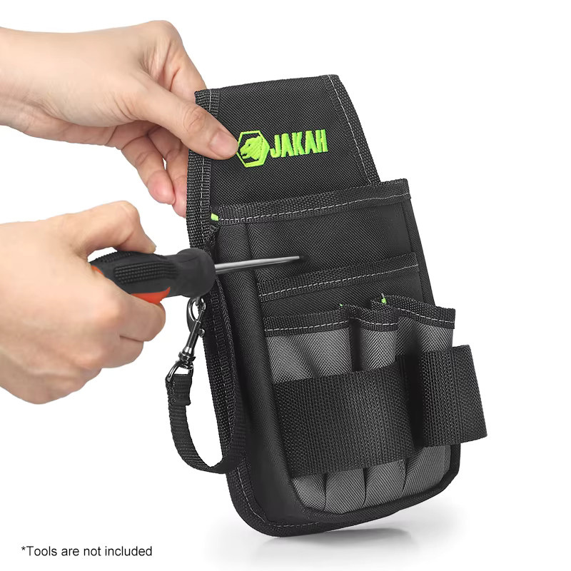 JAKAH Mini-Werkzeugtasche aus ballistischem Nylon in Schwarz mit mehreren Taschen für Elektriker - Bild 4