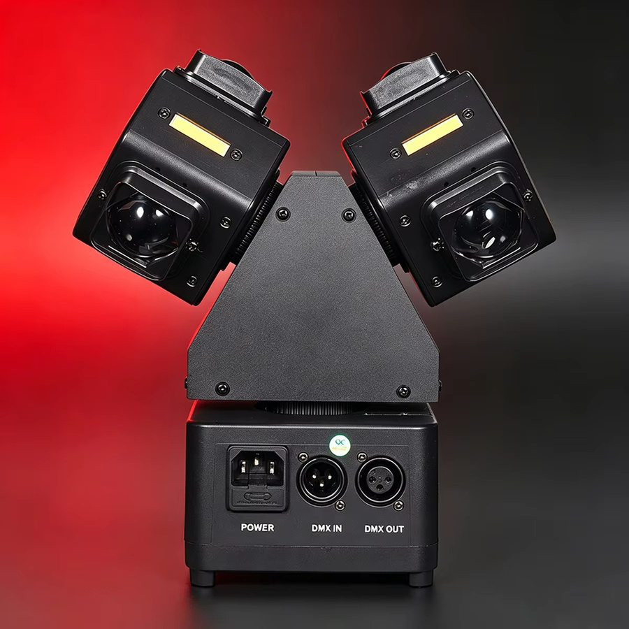 QUNAO Dual-Head Mini Moving Head Light mit 120W LED, Laser und Stroboskop, RGB-Farben, DMX512 und Soundaktivierung, Schwarz - Bild 2