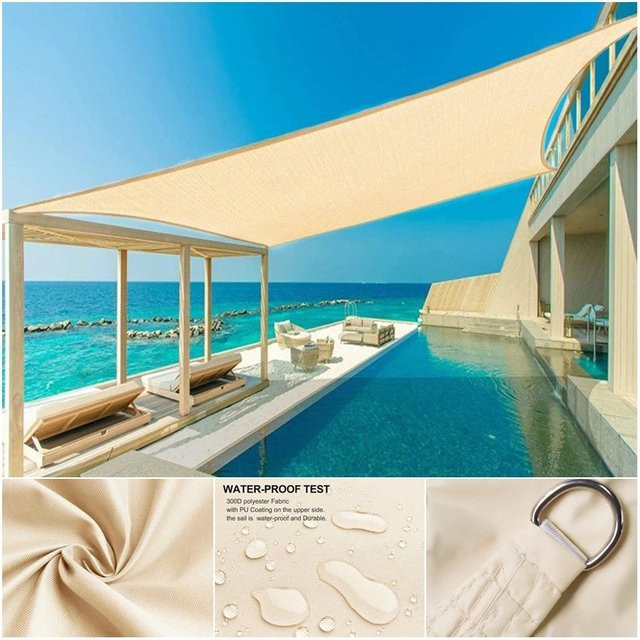 Wasserdichte Sonnenschutzplane von GFDYML aus Polyester, B/H: 6 x 4 m, als Schutzabdeckung für Garten, Terrasse und Camping - Bild 1