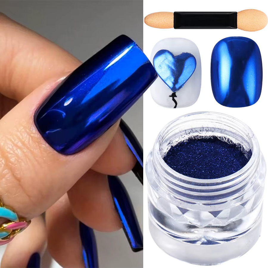 Full Beauty Nagelpulver Metallic, Blau - Bild 3