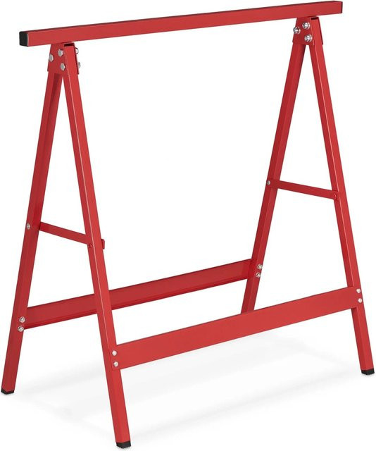 Relaxdays Klappbock 2er Set aus Stahl in Rot, B/T/H: 75 x 78 x 40 cm - Bild 1