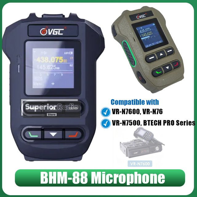 RONGYIN BHM-88 Kabelloses Bluetooth-Handmikrofon mit Display in Schwarz für Walkie-Talkie VR-N7600 VR-N7500 VR-N76 VR-N75 VR-N65 - Bild 1