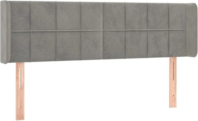 vidaXL LED Kopfteil aus Samt in Hellgrau mit integrierter Beleuchtung und USB-Ladeanschluss, B: 147 cm, T: 16 cm, H: 78-88 cm - Bild 1