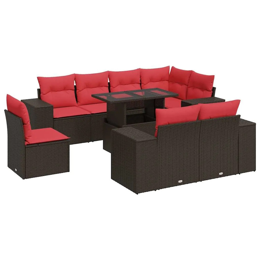 vidaXL 9-teilige Garten-Sofagarnitur aus Poly-Rattan und Akazie in Braun - Bild 2