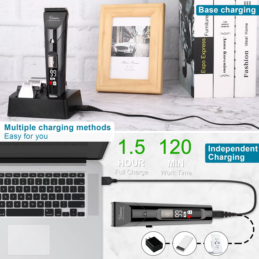 HATTEKER Haarschneidemaschine All-in-One, Herren, Schwarz - Bild 4