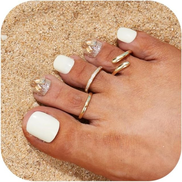 Bobisty Zehenring-Set, 14K Vergoldet, Zirkonia, Damen - Bild 1
