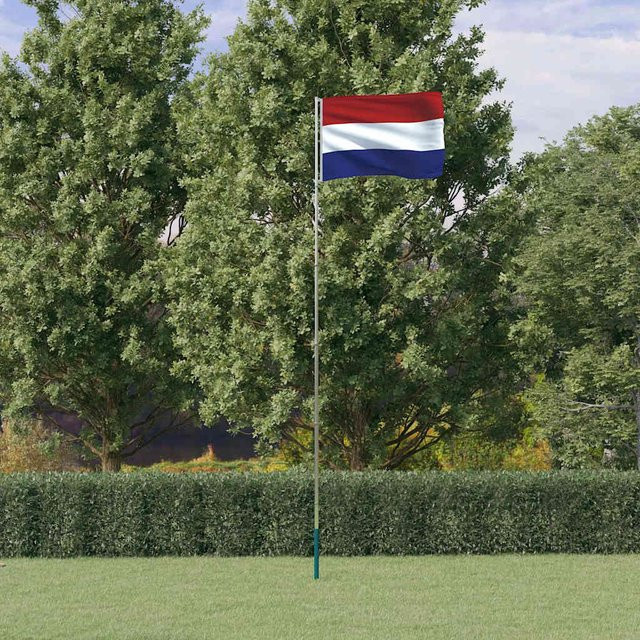 Vidaxl Niederländische Flagge aus Polyester mit Aluminiummast und Messingbeschlägen, Multicolor, Höhe: 5,55 m - Bild 1