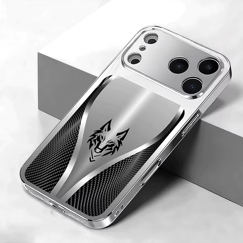 Glas-Handyhülle mit gebogenem Wolfkopfmuster in Silber für Apple iPhone 11 bis 17 Pro Max Plus und 17 Air - Bild 6