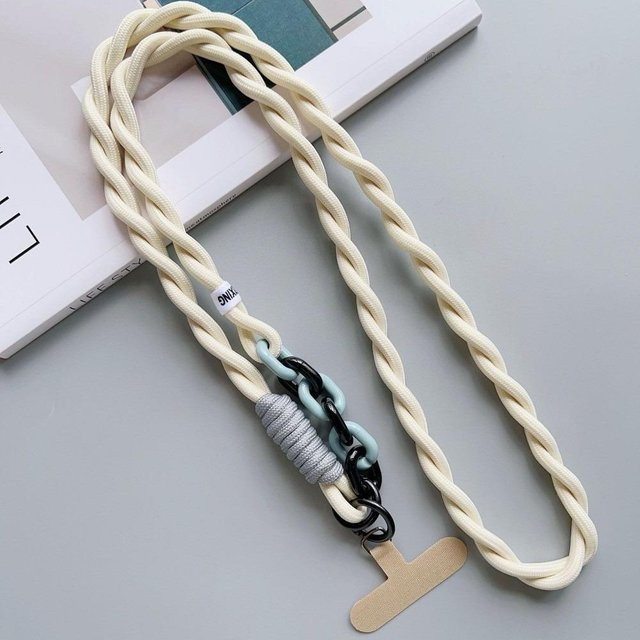 Wuhiyong Geflochtenes Nylon-Handy-Lanyard Crossbody Hängeseil in Grau und Weiß - Bild 1