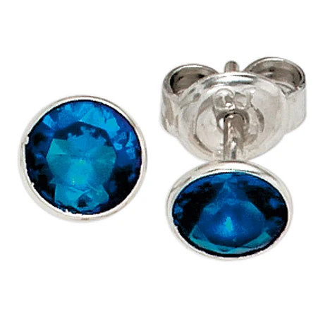Colfem Ohrstecker 925 Silber, Zirkonia, blau - Bild 1