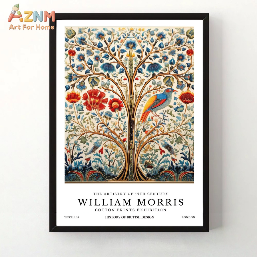 Kayou Wandkunstdruck auf Leinwand mit William Morris Blumen- und Tiermotiv in Multicolour im Vintage-Stil - Bild 2