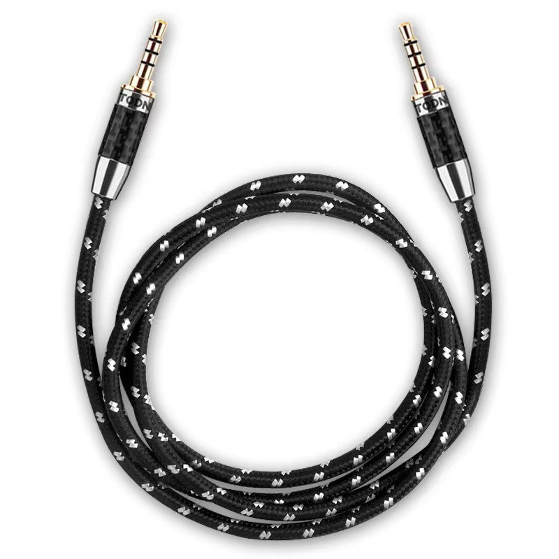 TODN 3,5mm Audiokabel mit 6N OFC-Kern und vergoldeten Steckern in Schwarz mit Kohlefaser-Gehäuse für Telefon, MP3 und Lautsprecher - Bild 3