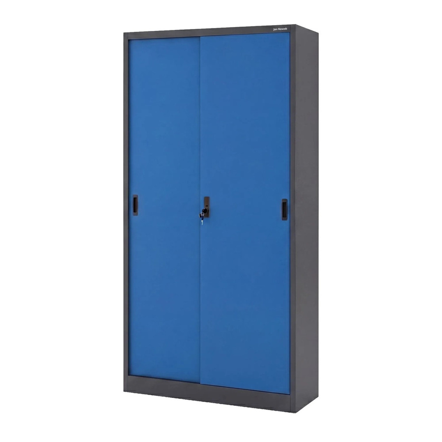 Jan Nowak Büro-Metallschrank KUBA mit Schiebetüren in Anthrazit-Blau, H: 185 cm, B: 90 cm, T: 40 cm - Bild 2