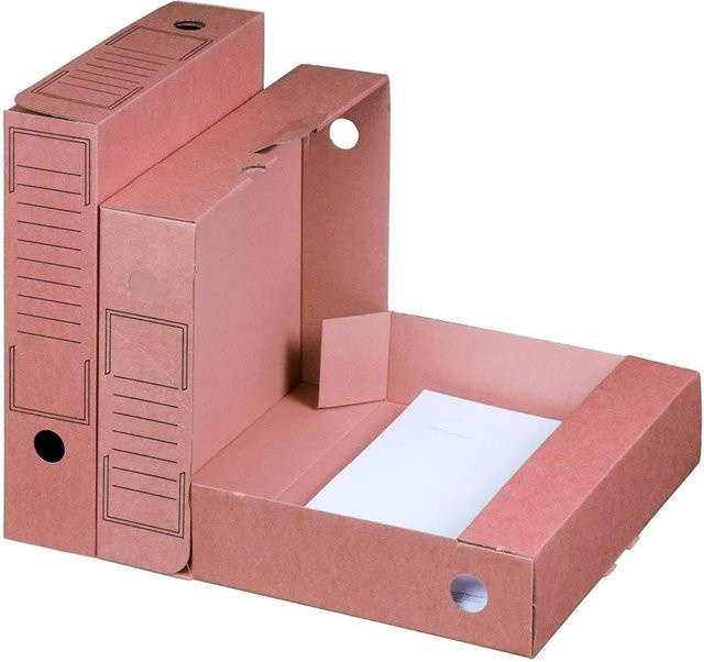 PROREGAL Archiv-Ablagebox aus Wellkarton Braun B/T/H: 25,2 x 7,0 x 31,7 cm mit Grifflöchern und Beschriftungsfeld für A4 Dokumente - Bild 1