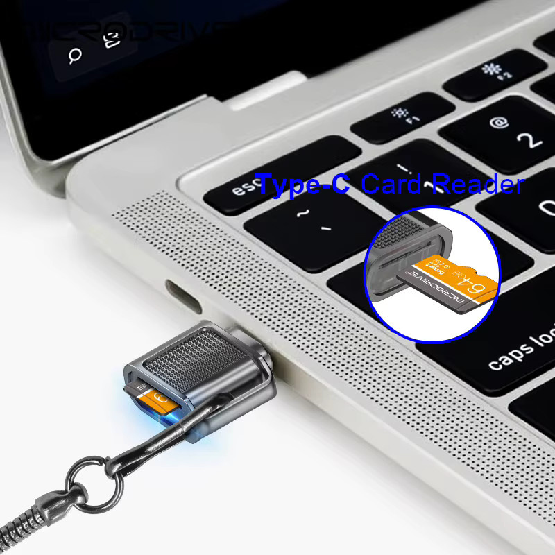 Plug and Play Type-C Mini-Kartenleser für Mobiltelefone mit OTG-Funktion für TF-Karten, Schwarz/Silber - Bild 3