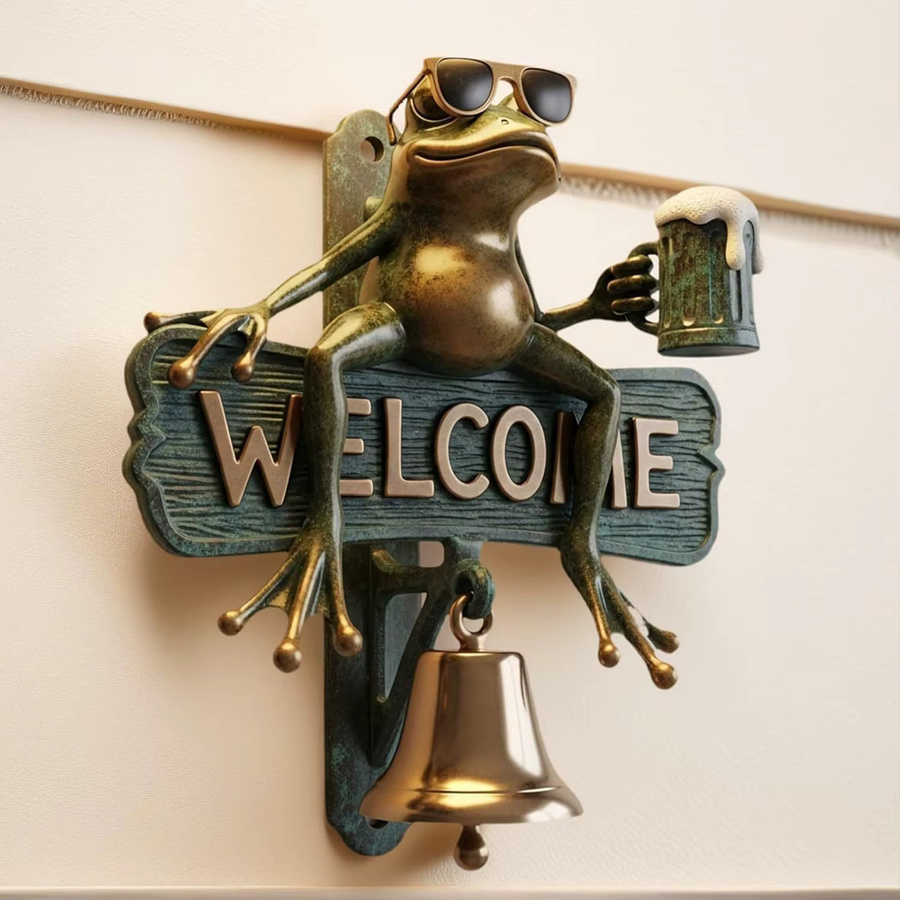 Chill Frog Windspiel Willkommen Türklingel mit Frosch als hängende Dekoration aus Harz in Mehrfarbig - Bild 4