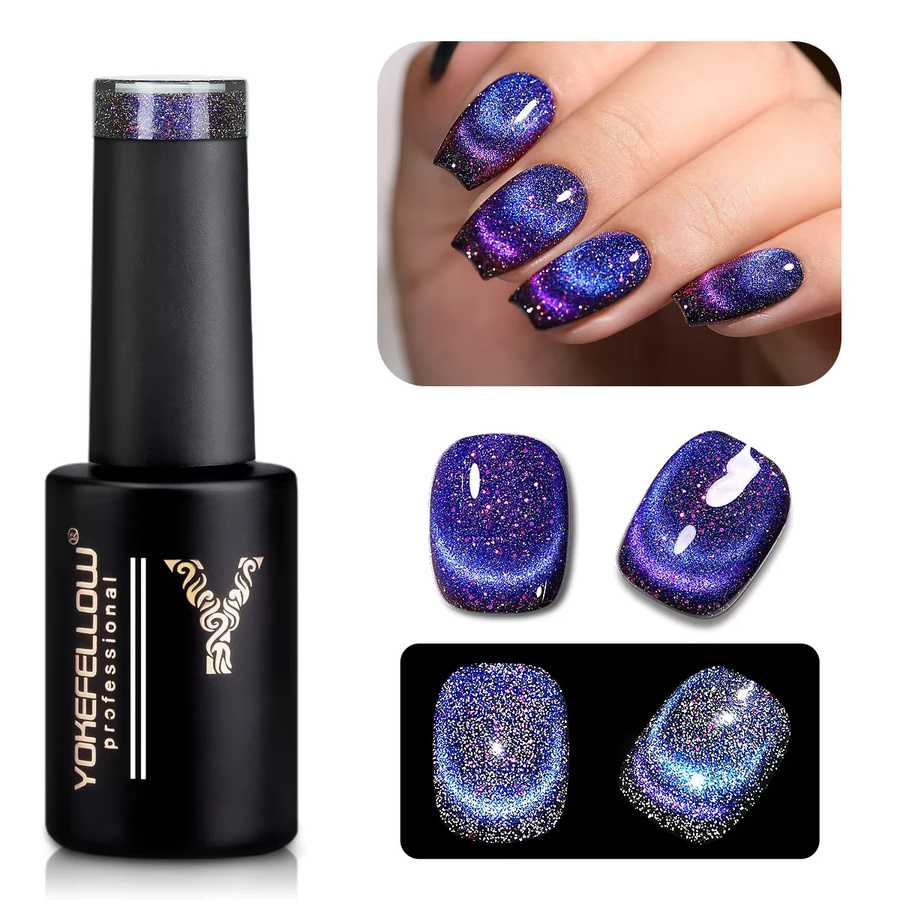 YOKEFELLOW Lila Ozean Kristall Cat Eye Gel Nagellack, 10 ml - Bild 7