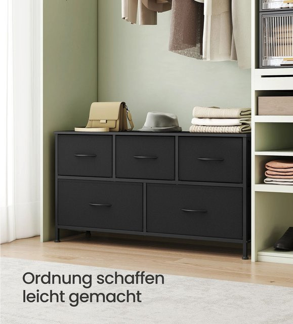 SONGMICS Kommode mit 5 Stoffschubladen in Schwarz für Schlafzimmer, Flur und Wohnzimmer - Bild 1