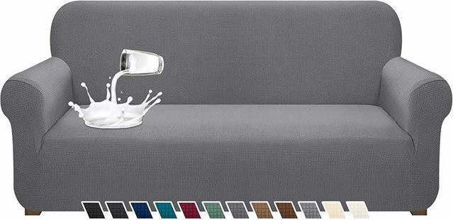Wasserdichter und elastischer Sofakissenbezug von Super Six in Grau für 1-Sitzer Sofas, Breite: 90-130 cm - Bild 1