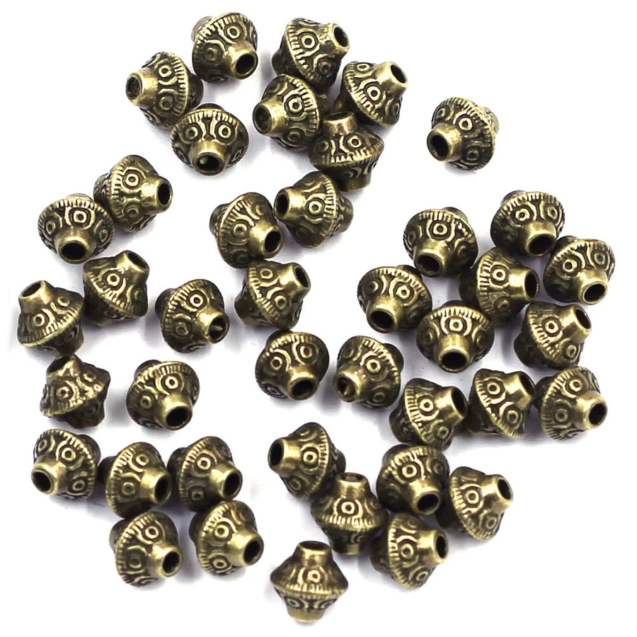 ShengCong Abstandsperlen, Doppelkegel, Zink-Metalllegierung, bronzefarben, 6 x 6 mm, 30 Stück - Bild 5