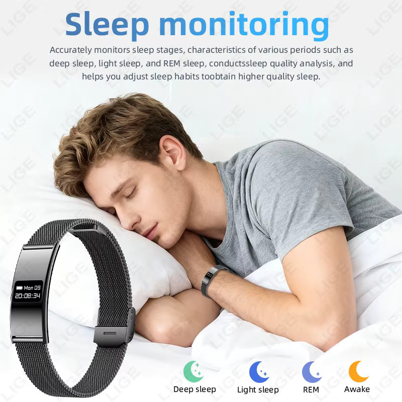 LIGE Smart Armband Fitness Tracker mit Herzfrequenz- und HRV-Monitor sowie Anruf-Erinnerung für Android und iOS in Schwarz und Silber - Bild 5