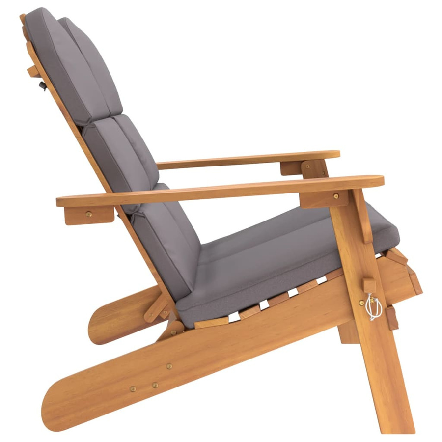 vidaXL Adirondack-Gartenbank aus Akazien-Massivholz mit Kissen, Braun, Breite: 126 cm - Bild 4