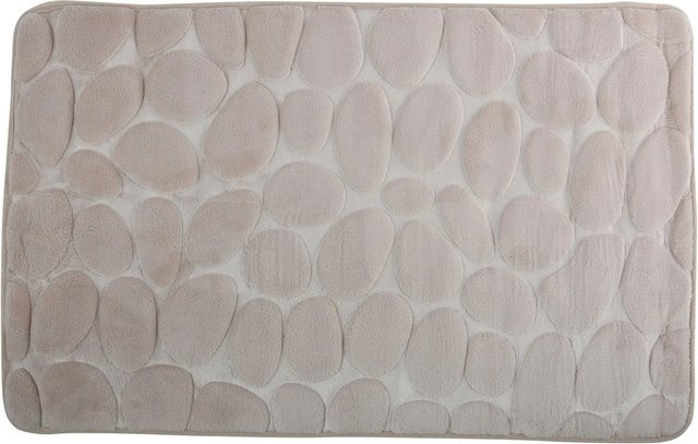 MSV Badematte Kieselstein aus Mikrofaser in Beige, B: 80 cm, T: 50 cm, rutschfest und waschbar - Bild 1