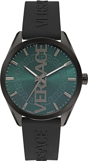 Versace Herrenuhr, Quarz, Edelstahl, 42 mm, Grün, Silikon, 5 ATM - Bild 1