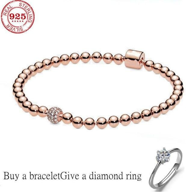 Allbestart Charm Armband, 925 Silber, Glasperlen, Damen, 20cm, beige - Bild 1