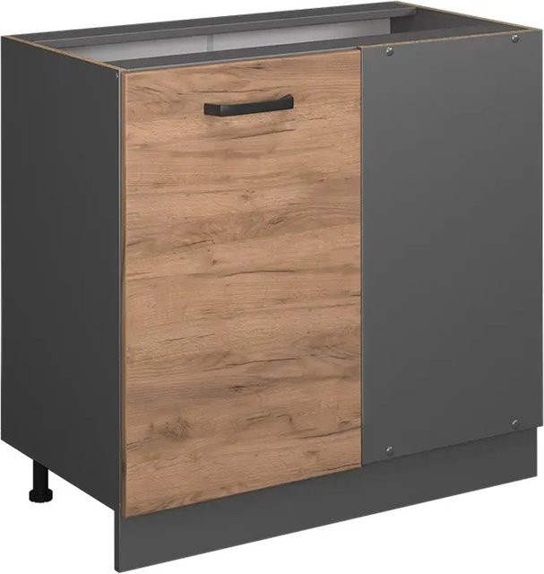 Vicco Eckunterschrank R-Line Küchenschrank in Eiche und Anthrazit mit Goldakzenten, Breite: 86 cm - Bild 1