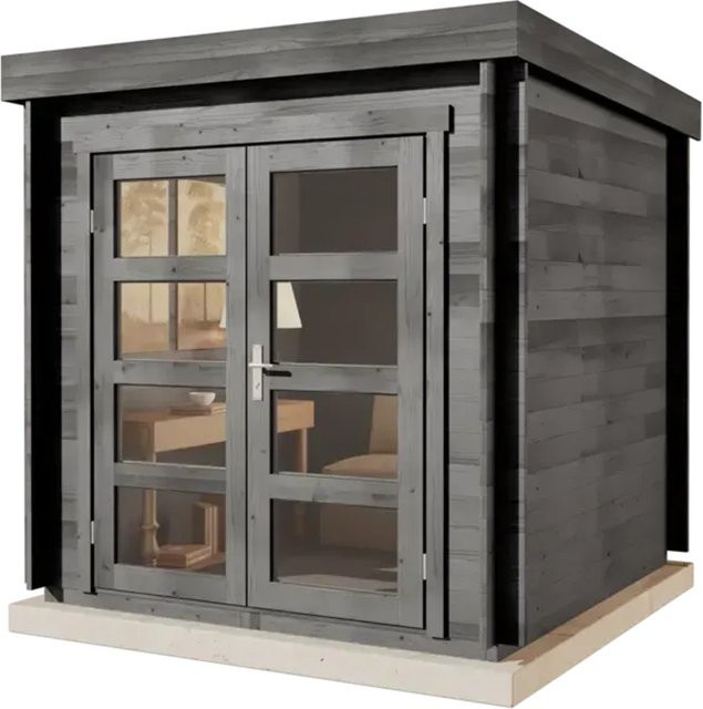 Alpholz Gartenhaus Set Paloma petit Log Cabin in Grau mit Dacheindeckung und Fußboden B/T/H: 234 x 234 x 228 cm - Bild 1