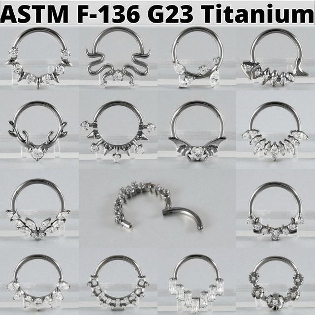 CHUANCI Septum Ring, Titan, Zirkonia, Silber, Unisex - Bild 1