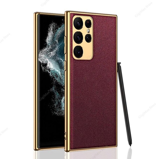 Luxus Lederhülle für Samsung Galaxy S23 Ultra und S24 Ultra 5G in Purple, stoßfeste und anti-fingerabdruck-resistente Schutzhülle - Bild 1