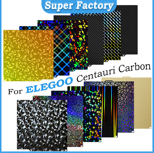 Elegoo PEI Carbonfaser Bauplatte für Centauri Carbon 3D-Drucker, Schwarz - Bild 1