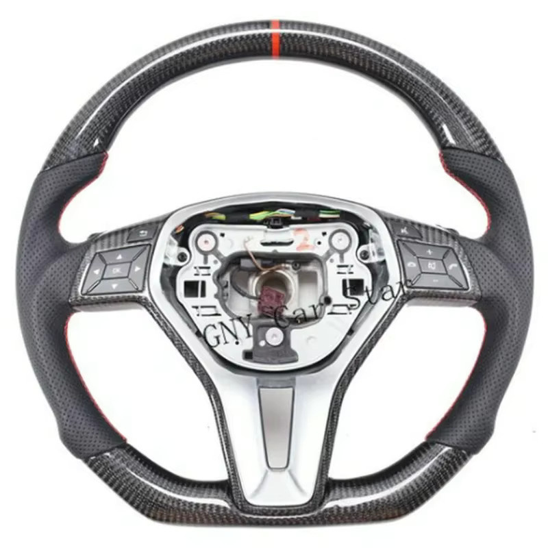 Echtes Carbon Lenkrad mit Leder für Mercedes-Benz W204 W212 W218 GLK207 C63 A45 A172 E280 in Schwarz - Bild 2