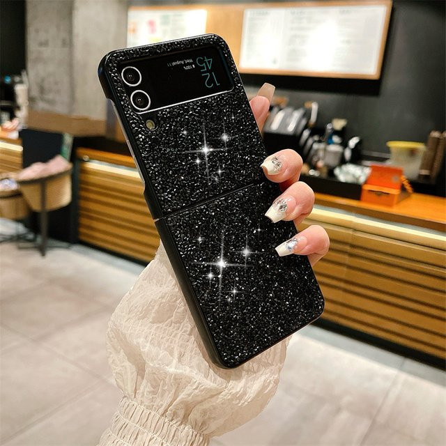 Luxuriöse Glitzer-Pailletten-Handyhülle für Samsung Galaxy Z Flip und Z Fold in Schwarz - Bild 1