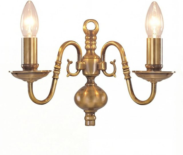 Licht-Erlebnisse Wandlampe Messing in Antik, 2-flammig, klassisch, Breite: 30 cm, E14 - Bild 1