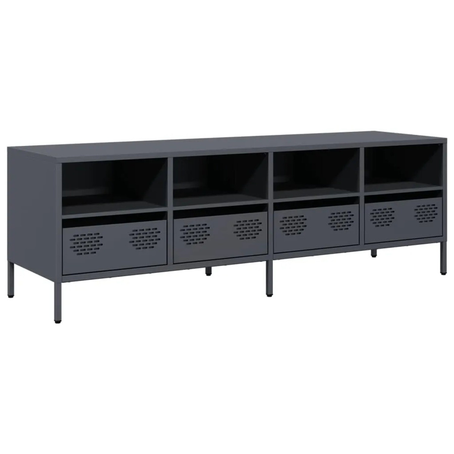 vidaXL TV-Schrank aus kaltgewalztem Stahl in Anthrazit im Industrie-Stil, B/T/H: 135 x 39 x 43,5 cm - Bild 2