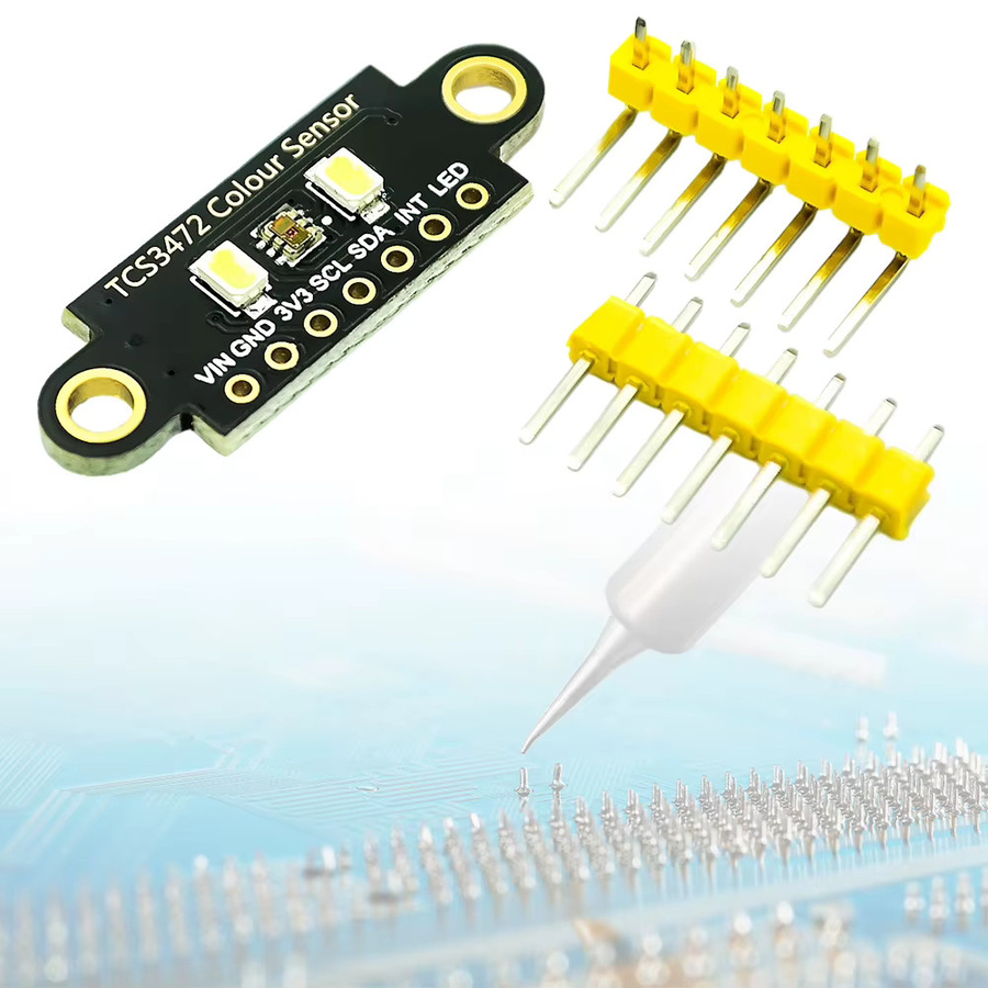 VODOOL TCS34725 Farbsensor-Erkennungsmodul IIC RGB-Farbdetektor mit Helligkeitssensor für Arduino und STM32, Schwarz - Bild 3
