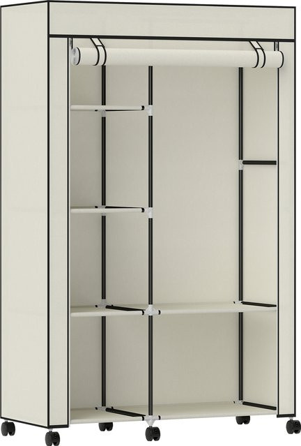 HOMCOM Kleiderschrank Stoffschrank mit Rollen und 6 Ablagen, beige, B/T/H: 103 x 43 x 162,5 cm - Bild 1