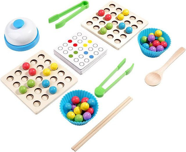 Montessori Holzperlen-Clip-Spielzeug, Lernspielzeug, ab 3 Jahre - Bild 1