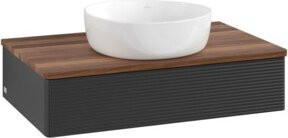 V&B Waschtischunterschrank Antao mit Frontstruktur und Beleuchtung in Weiß und Blau, B/T/H: 80 x 50 x 19 cm - Bild 1