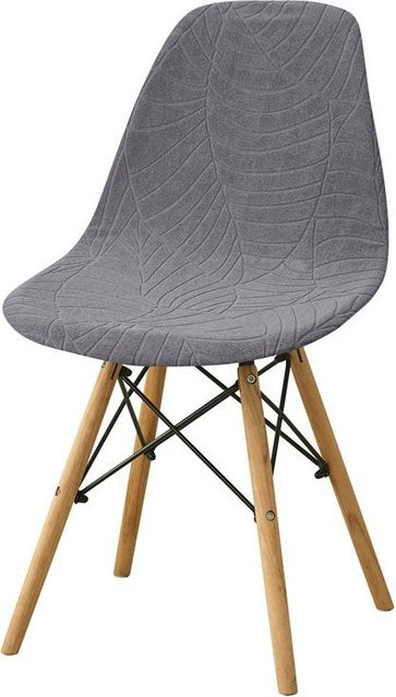 Bestbags Jacquard Schalenstuhlbezüge in Grau, Wasserabweisende und Elastische Armlehnlose Stuhlhussen für Esszimmerstühle, 4er Set - Bild 1