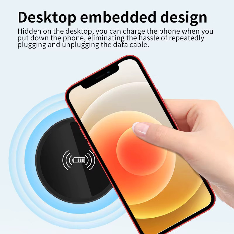 VIKEFON Kabelloses Desktop-Einbau-Ladegerät in Schwarz für schnelles induktives Laden von iPhone, Samsung, Huawei, Xiaomi und Oppo - Bild 3